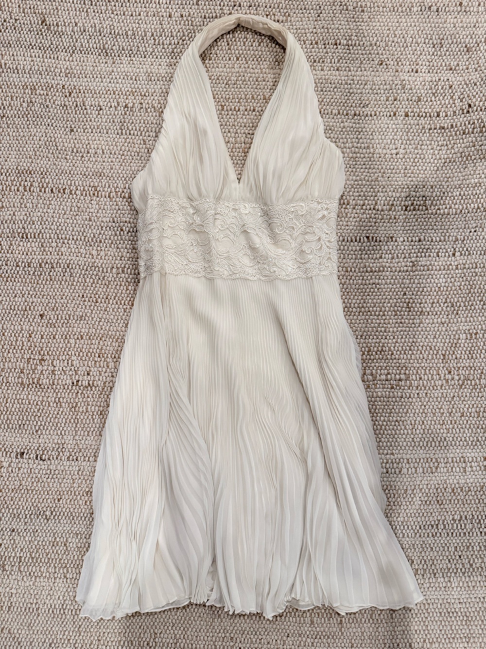 Carmen Marc Valvo Ivory Bridal Dress Lace Rehearsal Dinner Size 12 Excellent Con